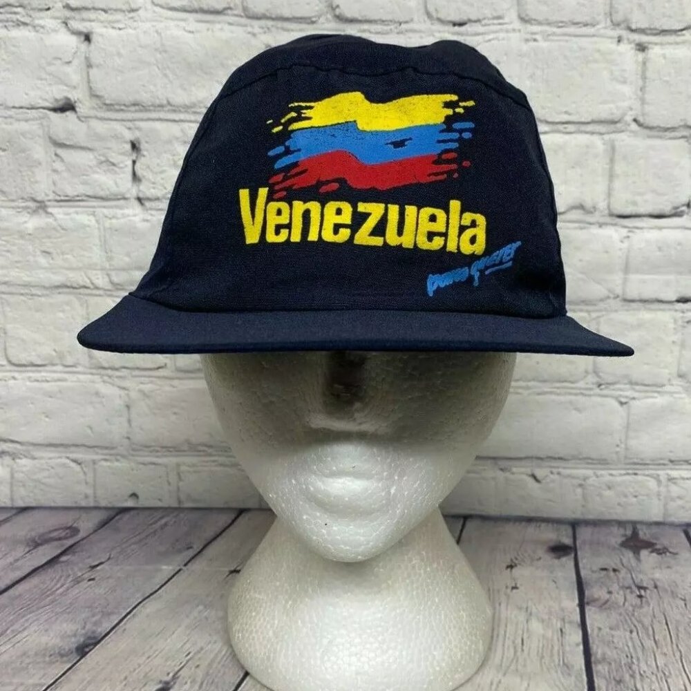 Vintage Venezuela Hat Baseball Cap Snapback Navy Blue Lightweight Polyester